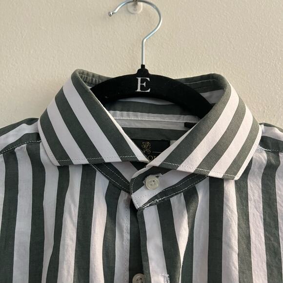Men's Vintage Green Striped Button Up - Picture 6 of 8